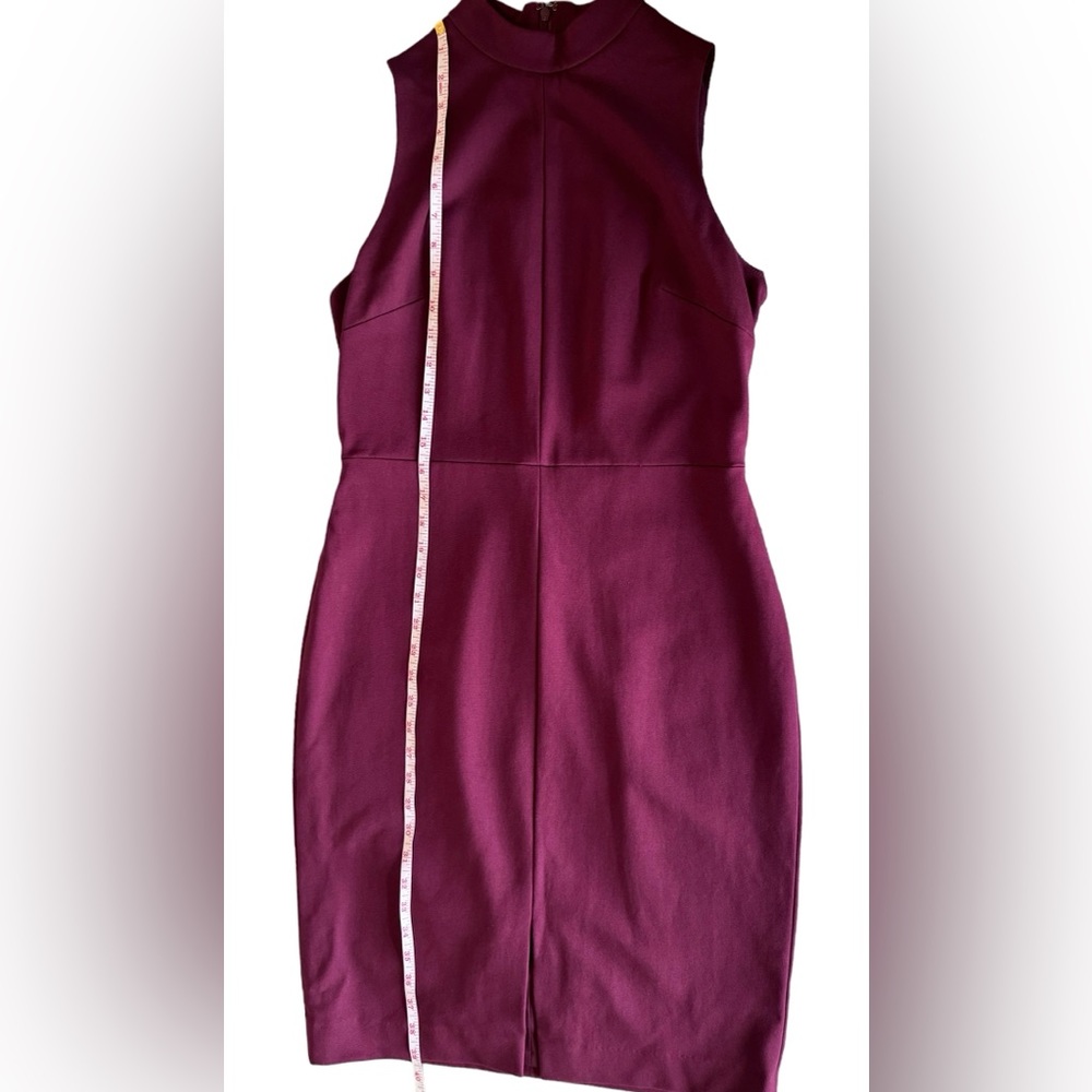 CLASSIQUES ENTIER Italian Ponte Knit Sheath Dress Sleeveless Burgundy Size 12 - Picture 10 of 12